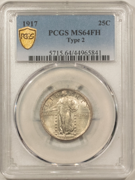 New Certified Coins 1917 TYPE 2 STANDING LIBERTY QUARTER – PCGS MS-64 FH, FRESH W/ ORIGINAL LUSTER