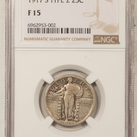 New Store Items 1917-S TYPE 2 STANDING LIBERTY QUARTER – NGC F-15