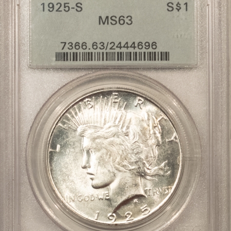 New Certified Coins 1925-S PEACE DOLLAR – PCGS MS-63, OLD GREEN HOLDER & A BLAZER!