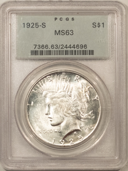 New Certified Coins 1925-S PEACE DOLLAR – PCGS MS-63, OLD GREEN HOLDER & A BLAZER!