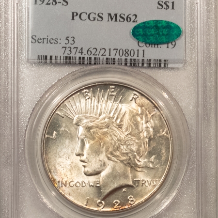 New Store Items 1928-S PEACE DOLLAR – PCGS MS-62, LOOKS 63+, PREMIUM QUALITY & CAC APPROVED!