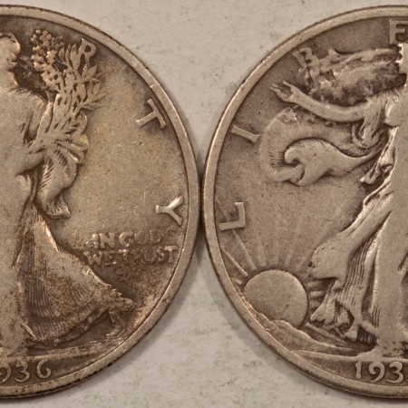 New Store Items 1935-S, 1936-S WALKING LIBERTY HALF DOLLARS LOT/2 – PLEASING CIRCULATED EXAMPLES