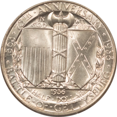 New Certified Coins 1936 GETTYSBURG COMMEMORATIVE HALF DOLLAR – PCGS MS-66, BLAZER!!