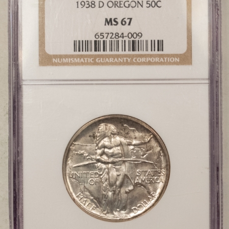 New Certified Coins 1938-D OREGON TRAIL COMMEMORATIVE HALF DOLLAR – NGC MS-67, SUPERB GEM, FRESH!