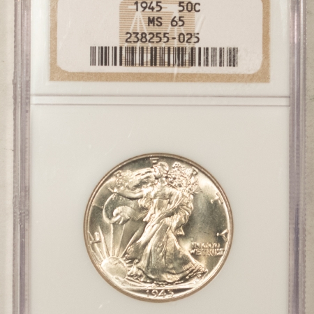 New Certified Coins 1945 WALKING LIBERTY HALF DOLLAR – NGC MS-65, WHITE GEM!