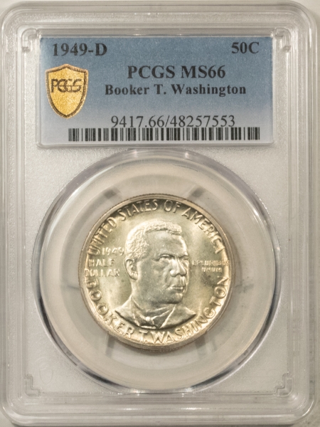New Certified Coins 1949-D BOOKER T. WASHINGTON COMMEMORATIVE HALF DOLLAR – PCGS MS-66, SUPERB & PQ!