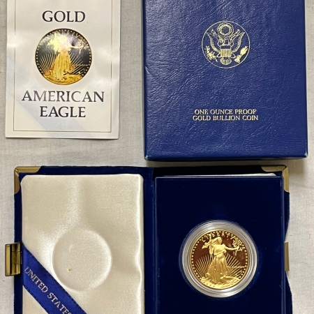 American Gold Eagles, Buffaloes, & Liberty Series 1986 $50 1 OZ PROOF AMERICAN GOLD EAGLE – GEM PROOF WITH BOX AND COA!