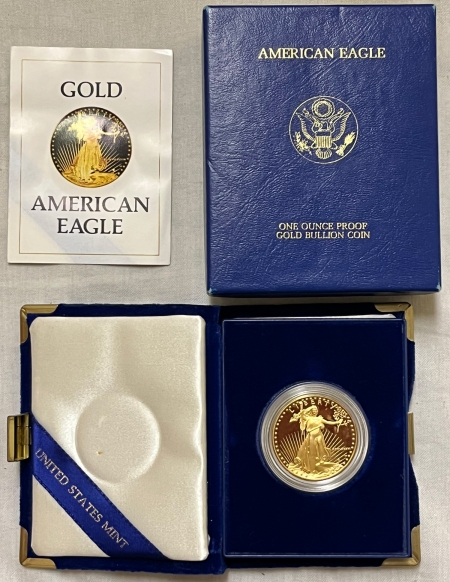American Gold Eagles, Buffaloes, & Liberty Series 1986 $50 1 OZ PROOF AMERICAN GOLD EAGLE – GEM PROOF WITH BOX AND COA!