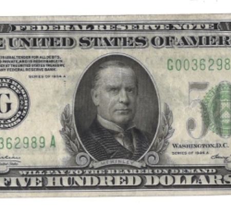 New Store Items 1934-A $500 FEDERAL RESERVE NOTE, CHICAGO, FR-2202G, ORIGINAL VF+, LOOKS BETTER!