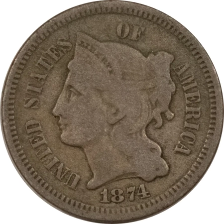 New Store Items 1874 THREE CENT NICKEL- PLEASING CIRCULATED EXAMPLE!