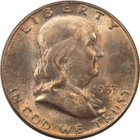Franklin Halves 1953-D FRANKLIN HALF DOLLAR, GEM UNCIRCULATED W/FULL BELL LINES!