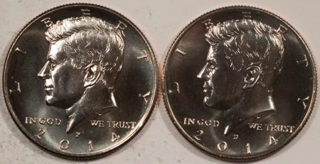 Kennedy Halves 2014-P & D KENNEDY HALF DOLLARS 50TH ANNIVERSARY SET OF 2, GEM SPECIMEN FINISH!
