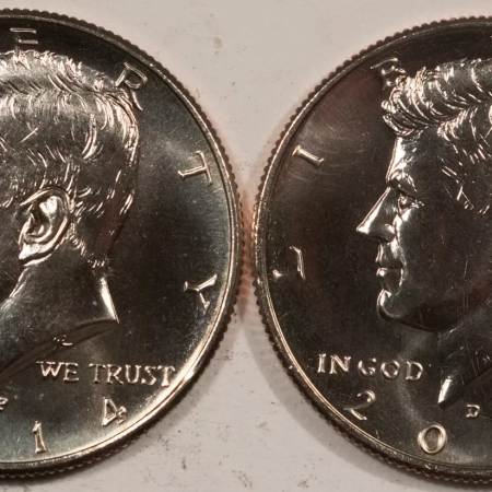 Kennedy Halves 2014-P & D KENNEDY HALF DOLLARS 50TH ANNIVERSARY SET OF 2, GEM SPECIMEN FINISH!