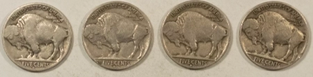 Buffalo Nickels 1938-D BUFFALO NICKELS, LOT OF 4 – NICE HIGH GRADE CIRCULATED EXAMPLES!