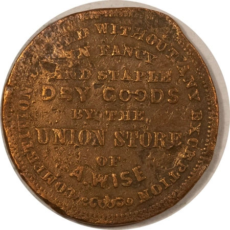 Civil War & Hard Times 1850s A WISE DRY GOODS MERCHANT STORE CARD TOKEN NY – POOR