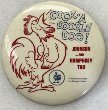 Other Collectibles 1964 3 1/2″ JOHNSON-HUMPHREY W/ A GREAT SLOGAN/ROOSTER “COCK A DOODLE DOO”-MINT!