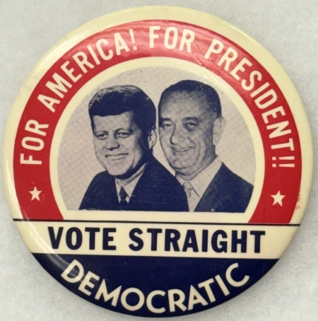 Other Collectibles 1960 KENNEDY-JOHNSON 3 1/2″ CELLO JUGATE BUTTON-“VOTE STRAIGHT DEMOCRATIC”-MINT!