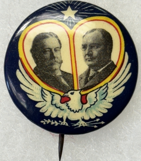 Other Collectibles 1908 TAFT-SHERMAN 1 1/4″ GRAPHIC JUGATE, BASTIAN BROS BACK-PAPER, RARE & MINT!