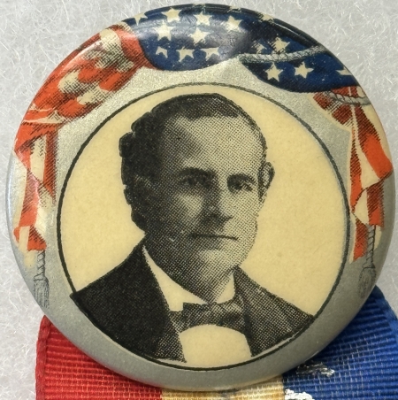 Other Collectibles 1896 Wm JENNING BRYAN 1 1/4″ CELLO CAMPAIGN BUTTON W/ FREE SILVER RIBBON-nr MINT
