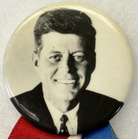 Other Collectibles JOHN F KENNEDY 1 3/4″ CELLO BUTTON W/ NEW JERSEY INAUGURAL RIBBON ATTACHED-MINT!