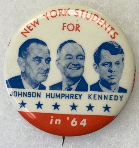 Other Collectibles 1964 1 3/4″ JOHNSON-HUMPHREY-BOBBY KENNEDY TRIGATE BUTTON, “NY STUDENTS”-MINT!