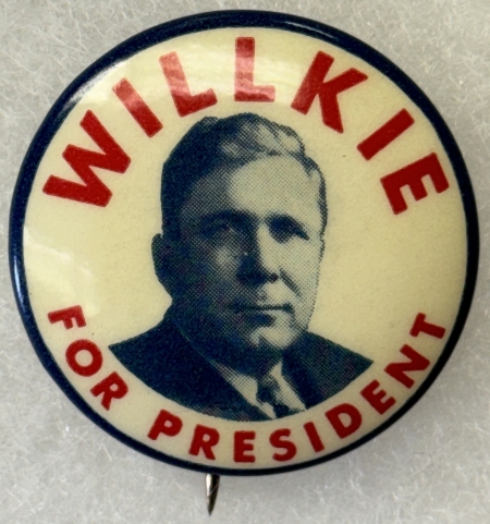Other Collectibles 1940 “WILLKIE FOR PRESIDENT” 1 1/4″ PICTORIAL CAMPAIGN BUTTON, R/W/B-SCARCE/MINT