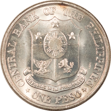 World Certified Coins 1961 PHILIPPINES SILVER 1 PESO, JOSE RIZAL CENTENNIAL, NATIONAL HERO, CHOICE BU