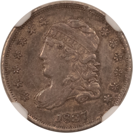 Capped Bust Half Dimes 1837 CAPPED BUST HALF DIME – NGC AU-55, SMALL 5, LM-4, TOUGH!