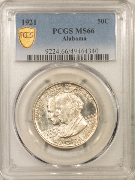 Silver 1921 ALABAMA COMMEMORATIVE HALF DOLLAR – PCGS MS-66, FROSTED HIGHLIGHT, PQ++!
