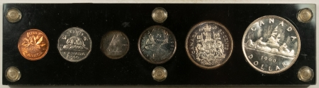 World Certified Coins 1960 CANADA SILVER 6 COIN SPECIMEN PROOFLIKE SET LOVELY GEM PL BU VINTAGE HOLDER