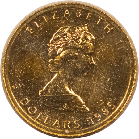 Bullion 1985 CANADA $5 GOLD 1/10 OZ, .9999, KM-135 – UNCIRCULATED, OGP, SEALED PLASTIC!