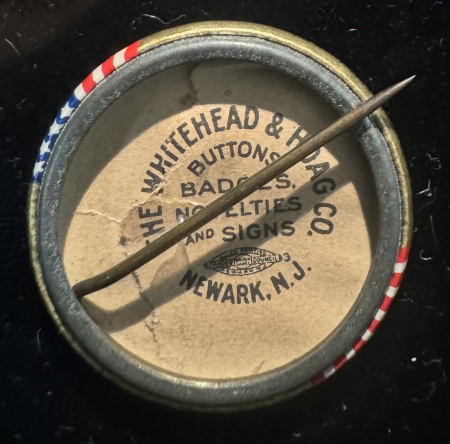 Political SCARCE 1 1/4″ WILSON COLOR INAUGURAL BUTTON, MARCH 4, 1913-RARE & EXCELLENT COND