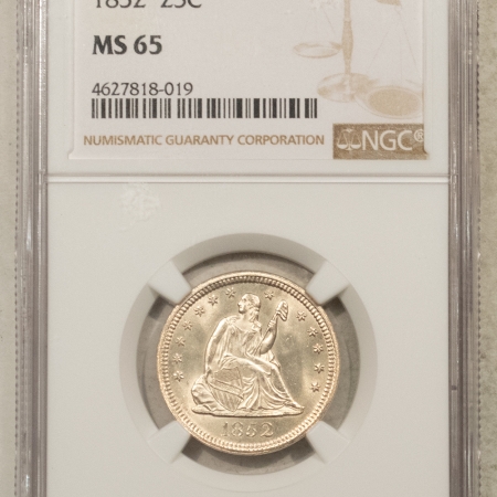 Liberty Seated Quarters 1852 SEATED LIBERTY QUARTER – NGC MS-65, WHITE GEM! POP 5/1 FINER!