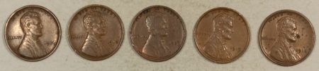 Lincoln Cents (Wheat) 1909 1909VDB 1912 1918 1919 LINCOLN CENTS, LOT/5 – HIGH GRADE EXAMPLES!