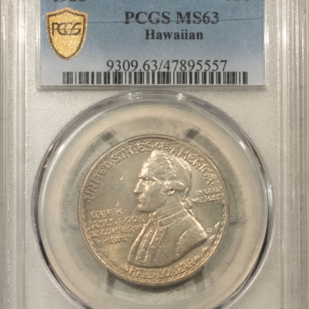 U.S. Certified Coins 1928 HAWAIIAN COMMEMORATIVE HALF DOLLAR, PCGS MS-63 NICE COIN, SCRATCH ON HOLDER