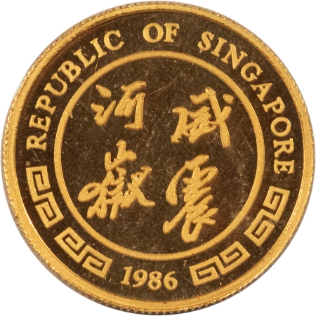 Gold Bullion 1986 SINGAPORE 10 SINGOLD 1/10 OZ YEAR OF TIGER, PL BU SEALED ORIGINAL PLASTIC