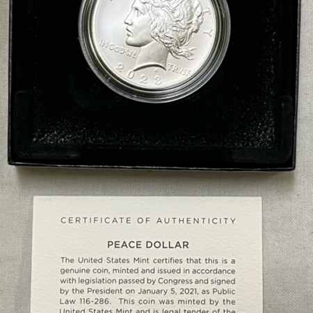 Silver Commems 2023 PEACE SILVER DOLLAR COMMEMORATIVE, GEM UNCIRCULATED IN ORIGINAL PKG, FRESH