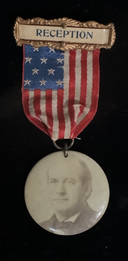 Political 1906 WILLIAM JENNINGS BRYAN 2″ X 4″ RIBBON W/CELLULOID (2 SIDED)-COOL MESSAGE!
