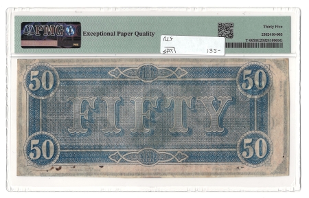 Confederate Notes 1864 $50 CONFEDERATE STATES OF AMERICA T-66, pp ZA, PMG CHOICE VERY FINE-35 EPQ!