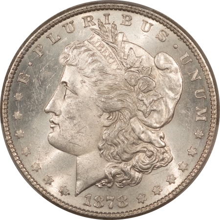 Morgan Dollars 1878 8TF $1 MORGAN DOLLAR – PCGS MS-63, ORIGINAL WHITE & CHOICE!