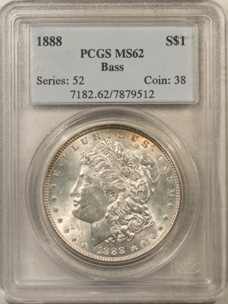 Morgan Dollars 1888 $1 MORGAN DOLLAR – PCGS MS-62, HARRY BASS PEDIGREE!