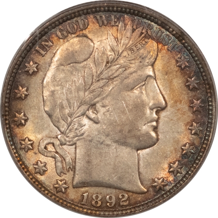 Barber Halves 1892 BARBER HALF DOLLAR – PCGS AU-58, FIRST YEAR TYPE!