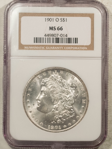 Morgan Dollars 1901-O $1 MORGAN DOLLAR – NGC MS-66, BLAST WHITE & NICE, TOUGHER DATE!