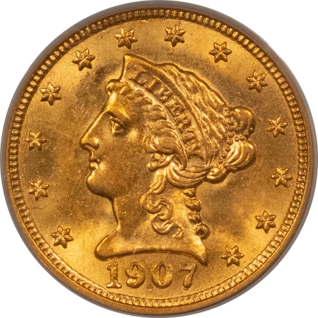$2.50 1907 $2.50 LIBERTY HEAD QUARTER EAGLE – PCGS MS-63 LOOKS GEM! PREMIUM QUALITY!