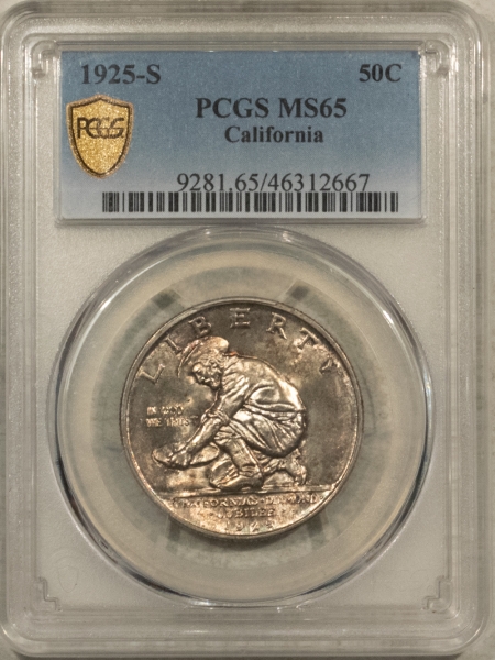 Silver 1925-S CALIFORNIA COMMEMORATIVE HALF DOLLAR – PCGS MS-65, FRESH FLASHY GEM!