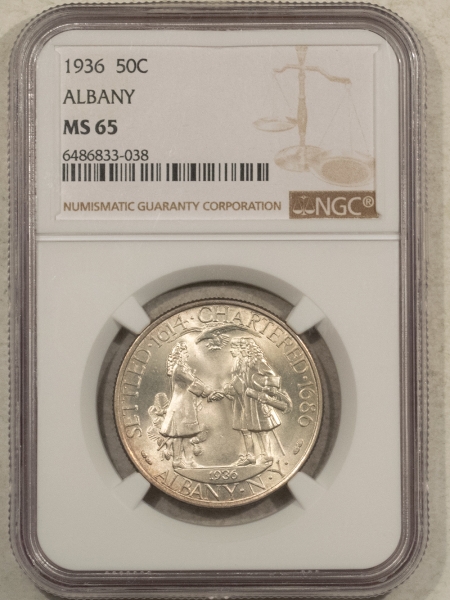 New Certified Coins 1936 ALBANY COMMEMORATIVE HALF DOLLAR – NGC MS-65, PREMIUIM QUALITY!