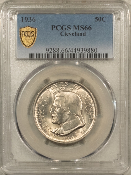 New Certified Coins 1936 CLEVELAND COMMEMORATIVE HALF DOLLAR – PCGS MS-66, FRESH BLAZING GEM!