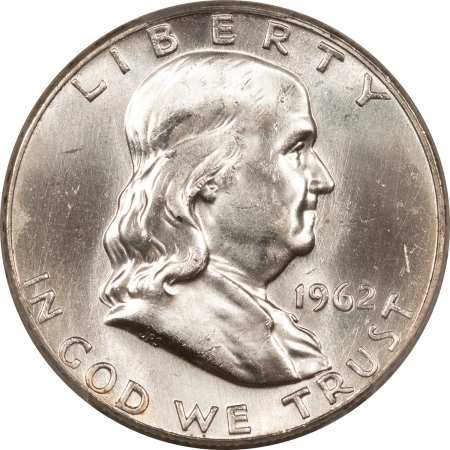 Franklin Halves 1962 FRANKLIN HALF DOLLAR – PCGS MS-64 FBL, BLAST WHITE!