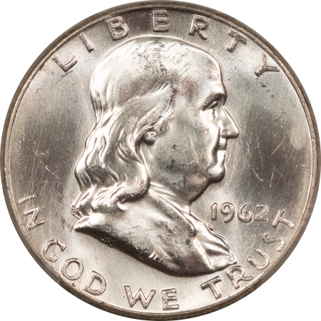 Franklin Halves 1962 FRANKLIN HALF DOLLAR – PCGS MS-64 FBL, BLAST WHITE!