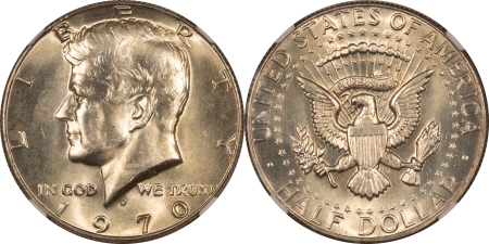 Kennedy Halves 1970-D KENNDY SILVER HALF DOLLAR, 3 COIN GRADING SET – NGC MS-62/63/64, 3 PIECES